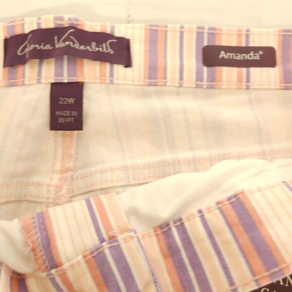 NWT Gloria Vanderbilt Womens 22W 46x20 Pastel Striped High Rise Amanda Capris - Picture 4 of 8